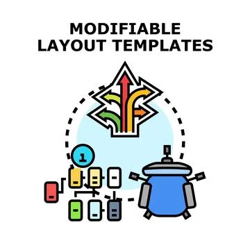 Modifiable layout templates creating system flexibility and customization Stock Illustration