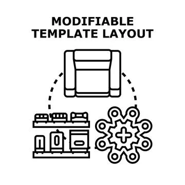Modifiable template layout settings adjusting customizing concept Stock Illustration
