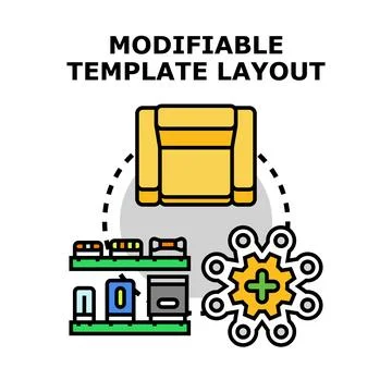 Modifiable template layout settings adjusting customizing concept Stock Illustration