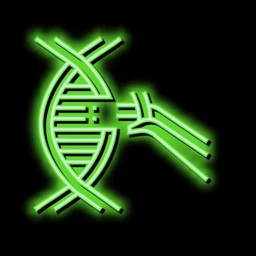 Modification and construction genetic molecule neon glow icon illustration Stock Illustration