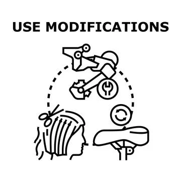 Modifications concept with personal and mechanical adjustments Illustrazione stock