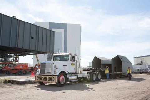 Modifications continue on the Mobile Launcher, or ML, at the Mobile Launch... Stock Photos