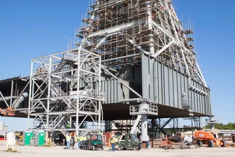 Modifications continue on the Mobile Launcher, or ML, at the Mobile Launch... Stock Photos