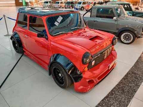 Modified and unique Mini Cooper S turbo displayed in a show | Cool and fun car Stock Photos