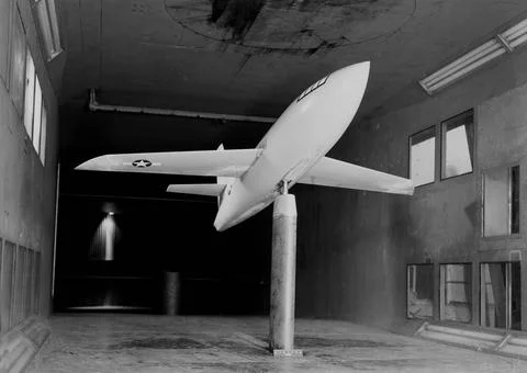 Modified Bell X-1 model pioneered variable-sweep studies in 1947. Photogra... Fotos de archivo