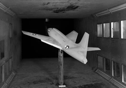 Modified Bell X-1 model pioneered variable-sweep studies in 1947. Photogra... Fotos de archivo