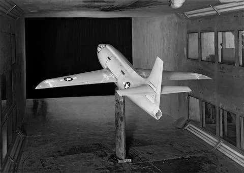 Modified Bell X-1 model pioneered variable-sweep studies in 1947.  Photogra.. Fotos de archivo