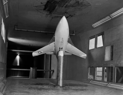 Modified Bell X-1 model pioneered variable-sweep studies in 1947.  Photogra.. Fotos de archivo