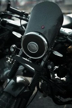 Modified Bike Headlight with Aggressive LED Styling Stock Photos