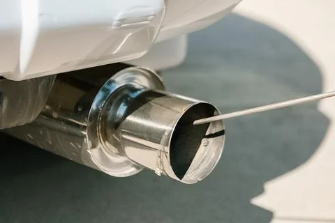 Modified car muffler, test and check exhaust pipe. Stock Photos