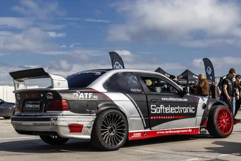 A modified drift car during a opening of the motorcycle season in Burgas Foto stock