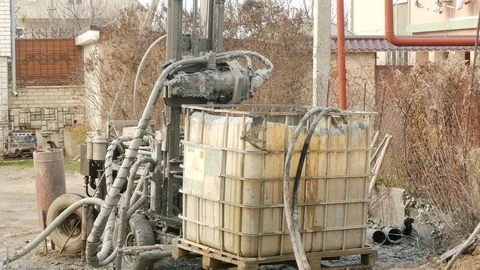 Modified forklift into the device to create wells Stock-Footage 105682640