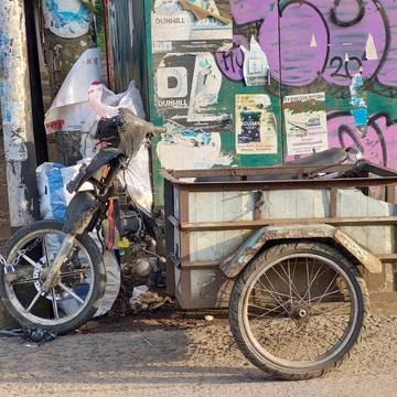 A modified motorcycle for transporting goods Stock Photos