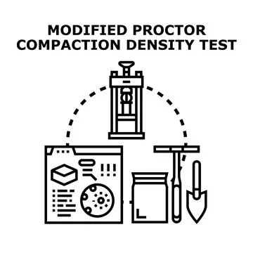 Modified proctor compaction density test process Stock Illustration