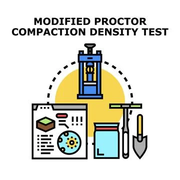 Modified proctor compaction density test process Illustrazione stock