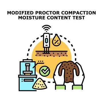 Modified proctor compaction moisture content soil test Stock Illustration