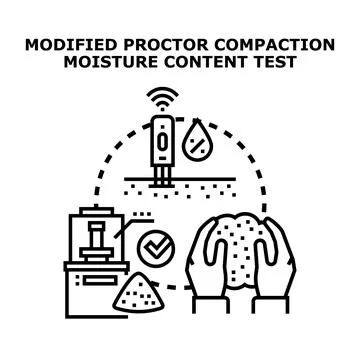 Modified proctor compaction moisture content soil test Stock Illustration