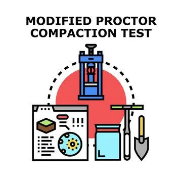 Modified proctor compaction test illustrating soil engineering Illustrazione stock