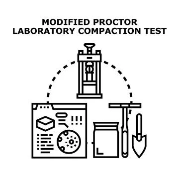 Modified proctor compaction test in soil engineering laboratory Stock Illustration