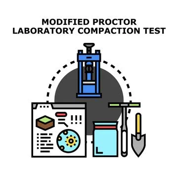 Modified proctor compaction test in soil engineering laboratory Stock Illustration