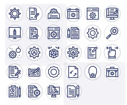 Modify Editable Vector Set with 28 128x128 Bold Line Icons Stock Illustration