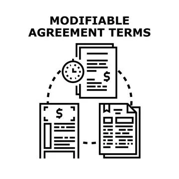 Modifying agreement terms for financial document conditions Stock Illustration