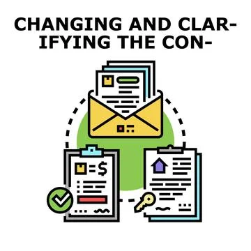 Modifying and clarifying agreement terms document paperwork Stock Illustration