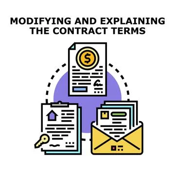 Modifying and explaining the contract terms concept Stock Illustration
