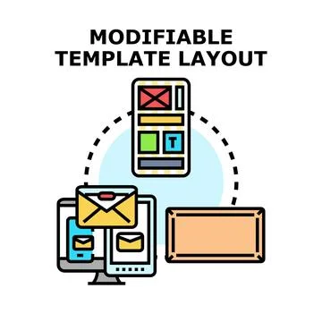 Modifying digital template layout for responsive design イラスト素材