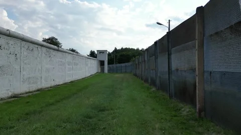 Mödlareuth, Former East German Border, drone flight in southern direction Stockbeeldmateriaal 265989287