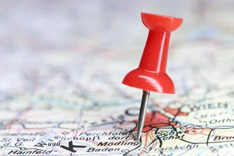Modling, Austria pin on map Stock Photos