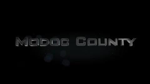 Modoc County 3D title metal text on black alpha channel background Stock Footage 269405008