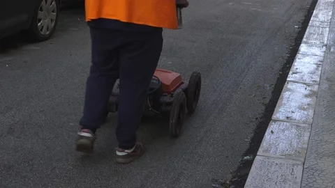 Modugno, Italy - December 2020: technicians use GPR to identify the undergrou 스톡 동영상 147016903