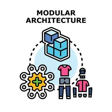 Modular architecture concept developing component parts integration Stockillustratie
