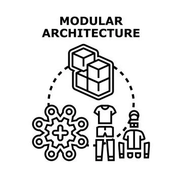 Modular architecture concept developing component parts integration Stock Illustration