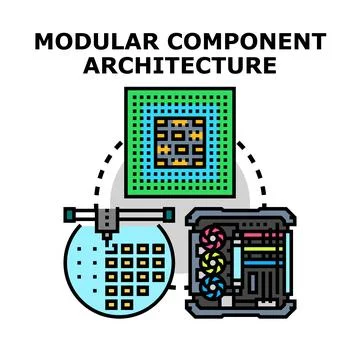 Modular architecture concept developing computer components and systems Stockillustratie