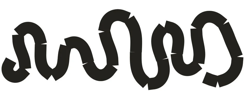 Modular black curved path, segmented thick stroke, blocky wave design Stock-Illustration