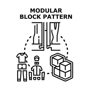 Modular block pattern assembling system concept illustration Ilustración de archivo