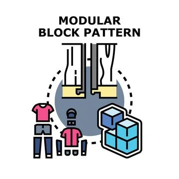 Modular block pattern assembling system concept illustration Stock Illustration