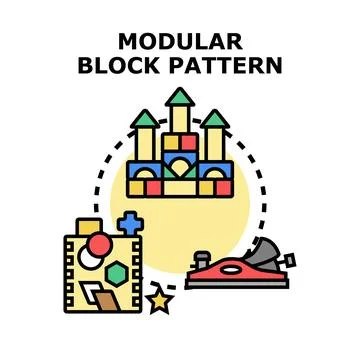 Modular block pattern creating toys and crafts Ilustración de archivo