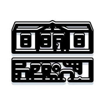 Modular building construction plan architectural black line icon Ilustración de archivo