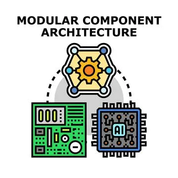 Modular component architecture creating interconnected digital systems Stock Illustration