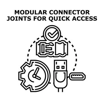 Modular connector joints providing quick access technical solution Illustrazione stock