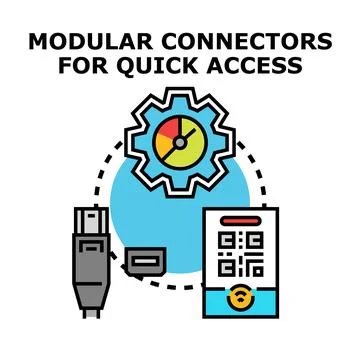 Modular connectors achieving quick access and integration Stock Illustration