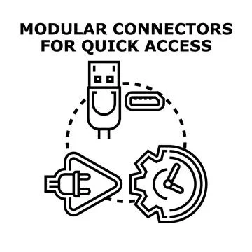 Modular connectors for quick access technology concept Stock Illustration