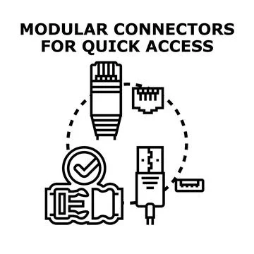 Modular connectors for quick data access and networking Stockillustratie