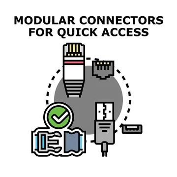 Modular connectors for quick data access and networking Stock Illustration