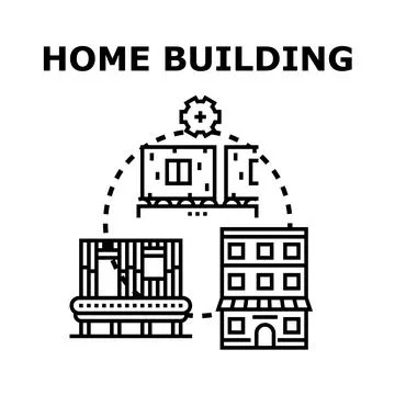 Modular construction for modern home building process Ilustración de archivo