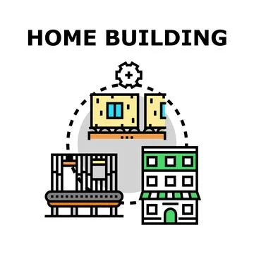 Modular construction for modern home building process Ilustración de archivo