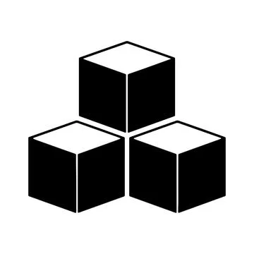 Modular Cube Icon. Isometric black and white triangular arrangement Stock Illustration